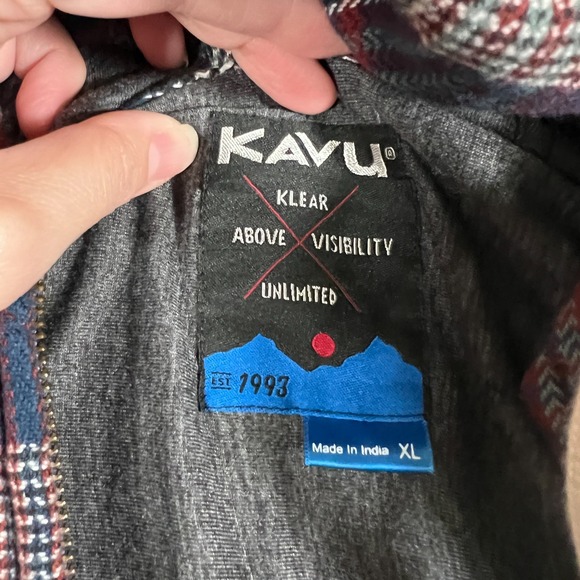 Kavu Men's Hawthorne Button Down Shirt Plaid Flannel Jacket XL Hooded Full Zip - Picture 4 of 9